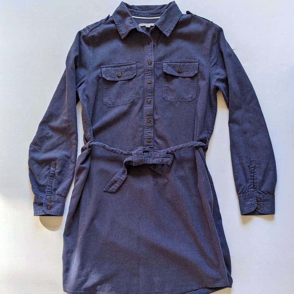GAP Cotton Shirt Dress Long Sleeve in Navy Blue